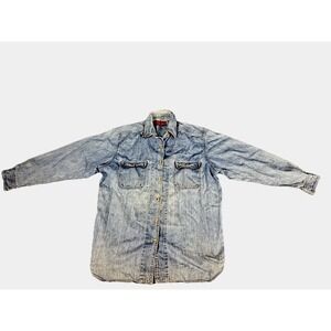 Vintage Trending By Limited Jeans Denim Shirt Women's  Long Sleeve Collared 80's